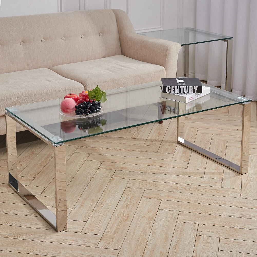 Glass side table sale with chrome legs