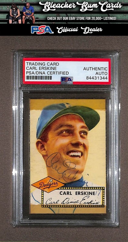 1952 Topps 250 Carl Erskine Auto PSA Authentic