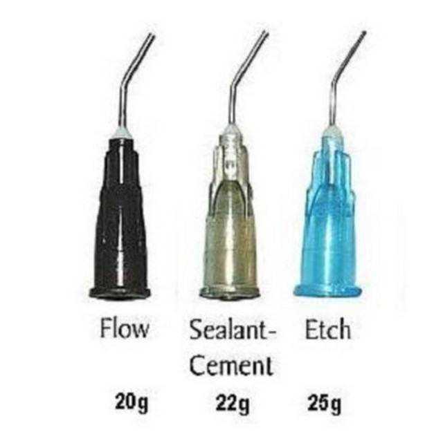 200pcs PRE BENT FLOW NEEDLE TIPS Black 20 GAUGE 100PCS FOR ETCH DENTAL