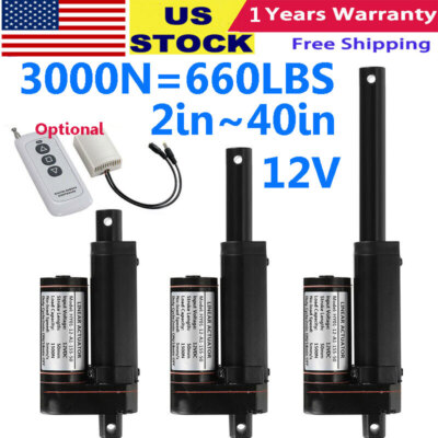 3000N 12V Linear Actuator Heavy Duty Long Stroke 6inch 40inch 2''~40'' Waterproof
