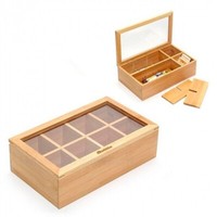 Teebox Bambus Teebeutel Spender Holz 8 FäCher Teekiste Teekasten Tee Box Kasten