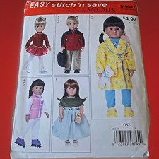 McCall's Easy M9047 Pattern 18" Doll Clothes Bathrobe Backpack Dress Pants Uncut