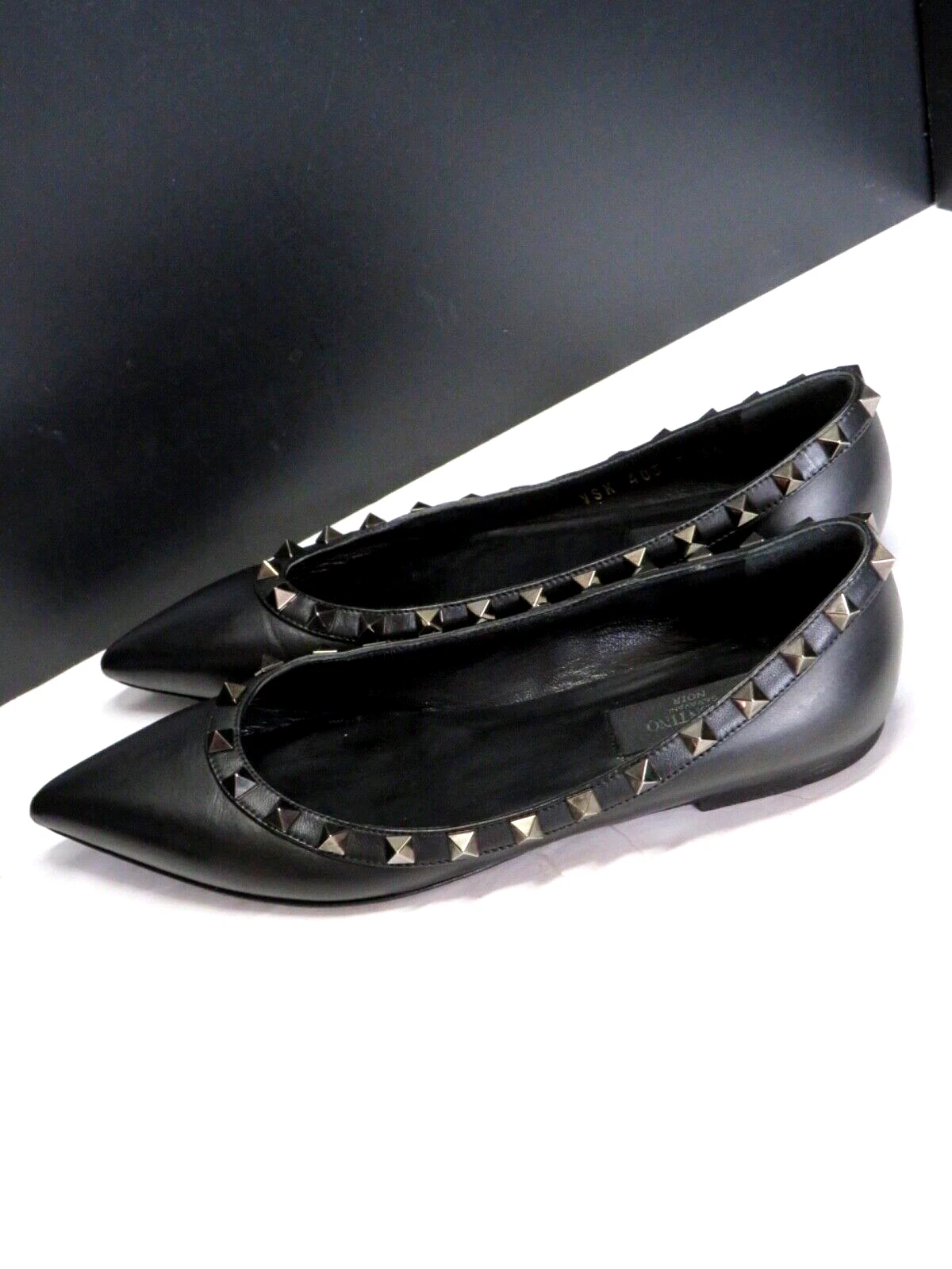 VALENTINO GARAVANI NOIR scarpe ballerine ROCKSTUD in pelle nera TG 36
