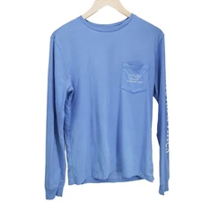 Vineyard Vines Burgee Vintage Whale Long-Sleeve Pocket Tee Men's Size XS Blue