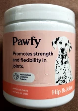 Pawfy Hip & Joint Chicken Flavor Chews Dog Supplement, Approx 30 ct, EXP 07/2026
