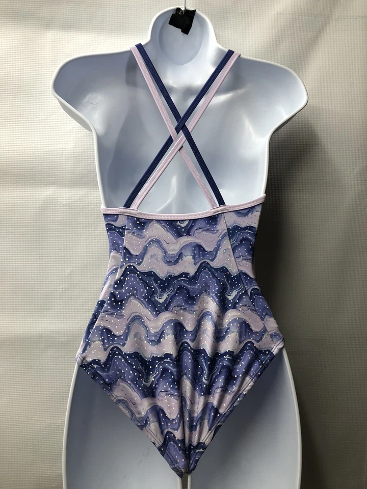 Under Armour One Piece Swimsuit Girls Size 12 Nebula Purple Waves UASGK11S-530 - Image 4 of 4