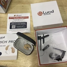 Lucid Hearing Enrich Pro OTC Hearing Aids Behind-The-Ear Design Beige Open Box