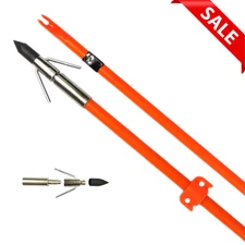 3PCS Bowfishing Arrows with Fish Hunting Braodhead Tips Arrowheads Safety Slides