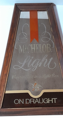 Vintage Michelob Beer Lighted (パブミラー) Vintage Michelob Light Beer Mirrored Bar Sign With Wood Frame | eBay
