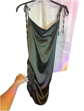 SHEIN Women’s Black Satin Multi-Way Mini Dress Top Small Ruched Adjustable