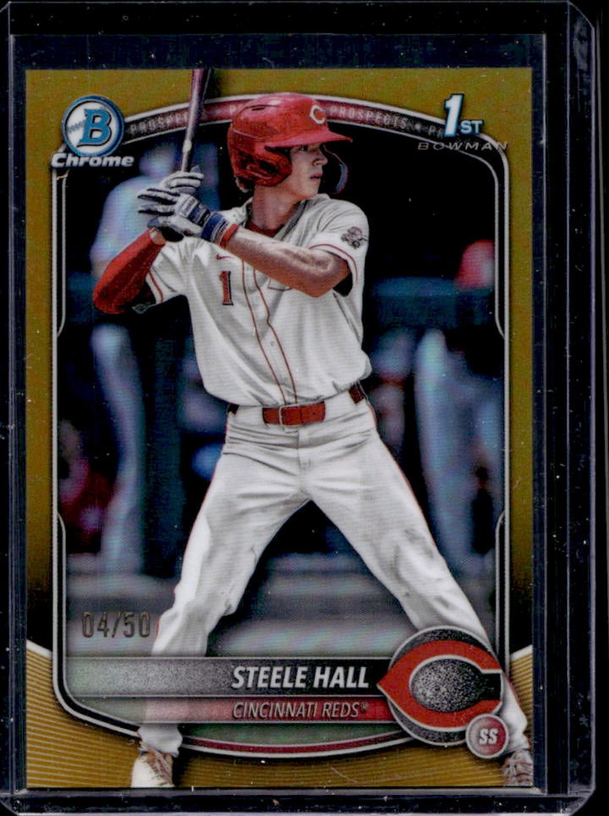 2025 Bowman Draft Steele Hall Chrome Gold Refractor 1st Prospect #/50 Reds