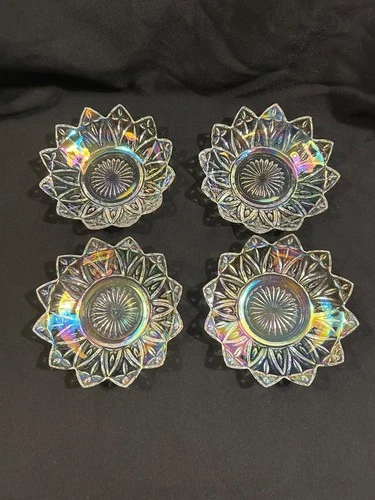 4 Vintage Clear Carnivel Glass 6 inch Berry Bowls VERY NICE