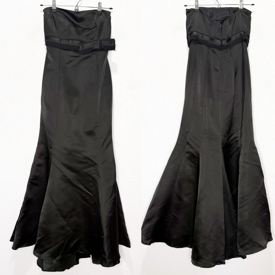 Vera Wang Black 100% Silk Strapless Trumpet Dress 10 - Image 2 of 4