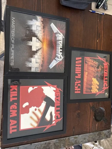 3 Framed Vintage Heavy Metal Metallica Albums Complete