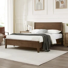 FlexiSpot Queen Solid Wood Bed Frame w/ Headboard, No-Tool Quick Assembly