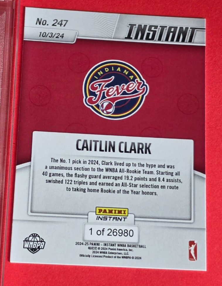 Caitlin Clark 2025 DONRUSS Card PSA 9 MINT + INSTANT ROOKIE #1/3852 +RC #1/26980 view 8