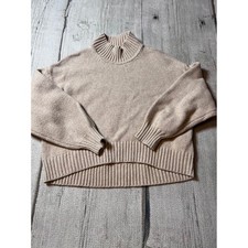 Gap Kids Sweater Kids Large L 10-11 Tan Mock Neck High Low Cotton Blend Knit