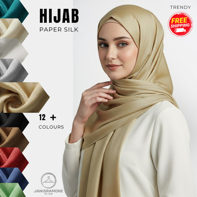 Luxus Papier Seide Hijab für Damen Satin Seide Kopftuch lang muslimisch Halstuch Schal