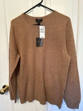 Charter Club Luxury Cashmere Crewneck Warm Praline Heather Sweater XL New