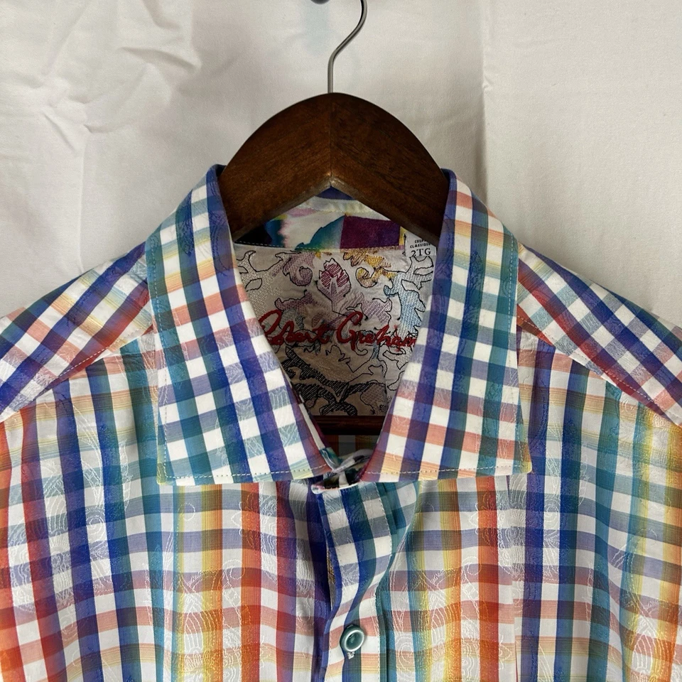 Robert Graham Wellington Men's 2XL Check Paisley Button Front Shirt Colorful - Image 4 of 4