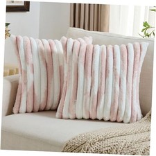 Pink Decorative Throw Pillow Covers 18x18 18" x 18" Pack of 2 Pink White