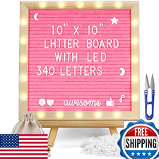Pink Felt Letter Board w/ Built-in LED Lights - Adjustable Message Board