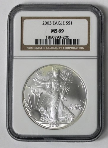 2003 American Silver Eagle - NGC MS69 - Brown Label !!