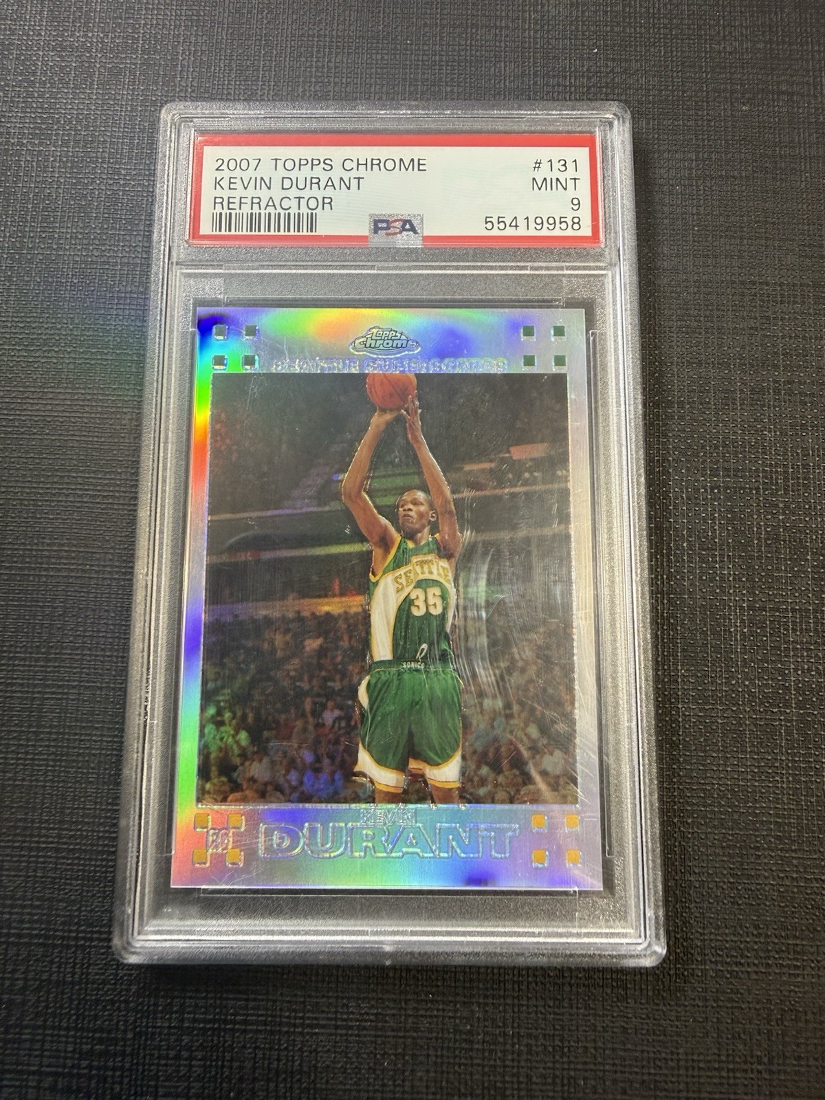 2007 TOPPS CHROME REFRACTOR #131 KEVIN DURANT ROOKIE  /1499 PSA 9