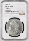 1889 P US Mint Morgan Silver $1 Dollar Coin Certified NGC UNC Details Cleaned