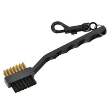 Golf Club Brush Double Side Dust Cleaning Groove Cleaner with Clip Black