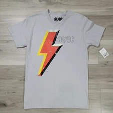 AC/DC T-Shirt Men's Gray Small  Short Sleeve Graphic Logo Band Tee New