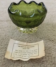 VINTAGE PRINCESS HOUSE #452 OLIVE GREEN & GOLD Candy UTILITY DISH NIB