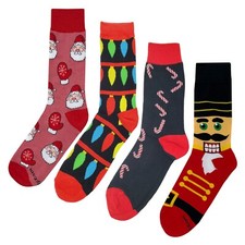 NWT Christmas 2 Dress Socks 4 Pack Novelty Men 8-12 Crazy Fun Sockfly