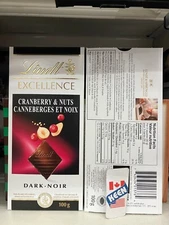 Lindt EXCELLENCE Cranberry & Nuts Dark Chocolate Bar, 100 G, Exp:2026/12