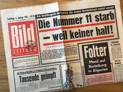 BILD-Zeitung Du 10 Juin 1958 - Édition Originale De L'époque, Parfait Cadeau D'anniversaire Vintage