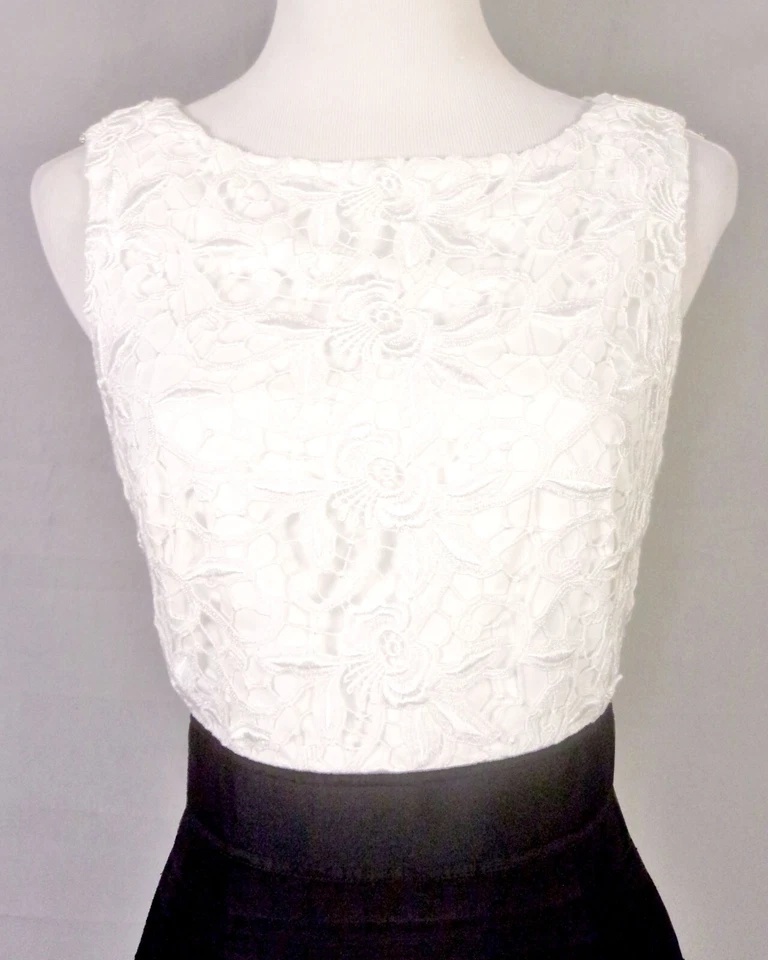 EUC Kay Unger Нью-Йорк черный и белый вискоза отверстие / шелковая юбка платье размер 4 - Изображение 2 из 4