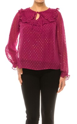 Zac & Rachel Women  Blouse  Color Raspberry/Rainbow Size XL, L,M,S.