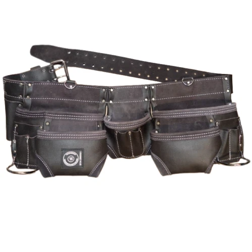 TS Oil Tan leather double tool pouch work belt / tool bag