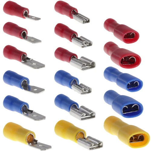 Goobay 17002 Flachsteckhülsen – 100er Set, 6,4x0,8 Mm, Teilsoliert, Bis 10A, Für 0,5-1,0 Mm² – Rote Kabelschuhe