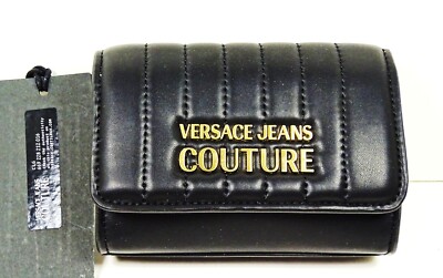 VERSACE JEANS COUTURE Genuine Black Quilted Napa Leather Small Bag