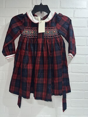 NWT! beautifule classic Lesavan Rosa Dress Plaid Red Navy Size 3 $91