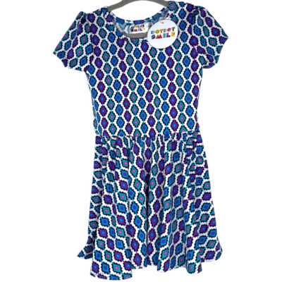 NEW Dot Dot Smile Blue & Purple Craze Cap Sleeve Dress 12-24M
