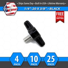 1/4"-20 x 3/8" Thumb Screw Stainless Steel - Black Tee / Wing Knob - USA