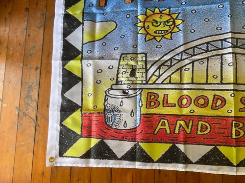 PRE OWNED. MAMBO. BLOOD SWEAT AND BEERS HOME decor banner man cave wall hanging - Picture 6 of 8