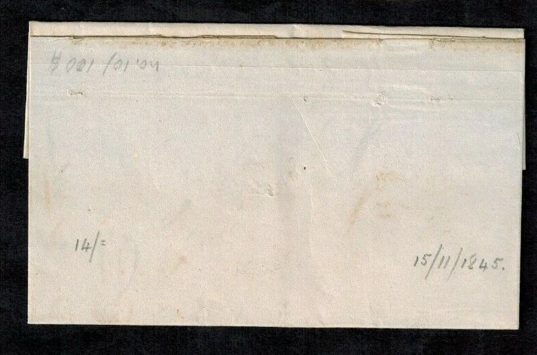 Dutch East Indies 1845 Pre-Stamp Cover w/ ONGEFRANKEERD BAGELEEN Blue Oval 86a - Image 2 of 2