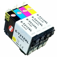 Paquete de 4 cartuchos de tinta para impresora Epson 212XL 212 T212XL negro cian amarillo magenta