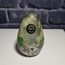 A Phoenician Art Glass Malta Paperweight Egg Shaped, hand painted Signed.