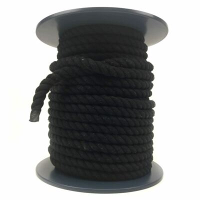 20 mm Natur Schwarz Baumwollseil, Auf einer Rolle, 3 Strang Kordel - Wählen Sie Ihre Länge