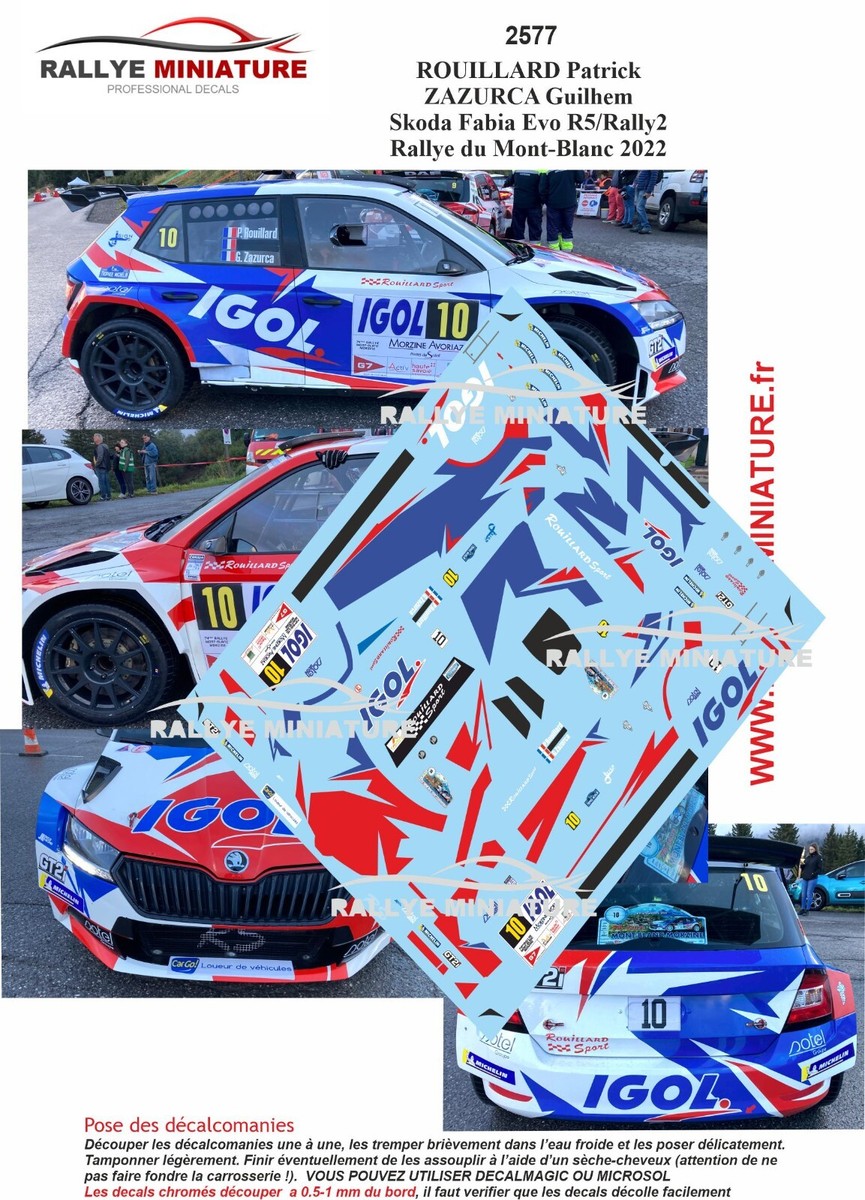 Décalcomanies 1/32 Skoda Fabia Rouillard Rallye Antibes 2019 - Réf 1887, Marque Rallye Miniature