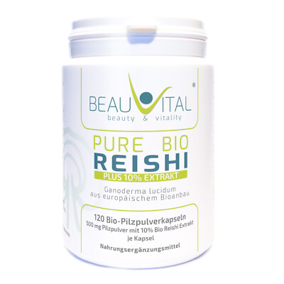 Pure Bio Reishi plus 10% Extrakt 120 Kapseln je 500 mg Vitalpilz EU-Bio Anbau